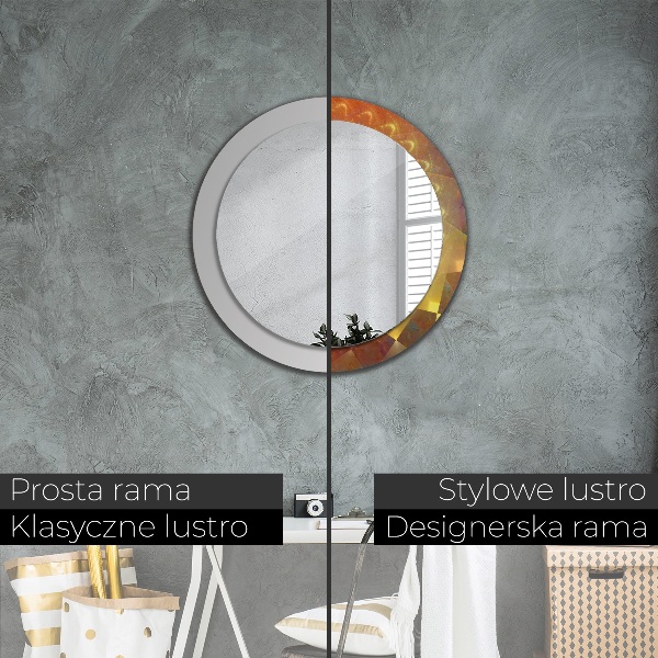 Miroir rond cadre avec impression Abstraction en spirale