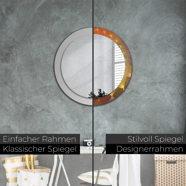 Miroir rond cadre avec impression Abstraction en spirale