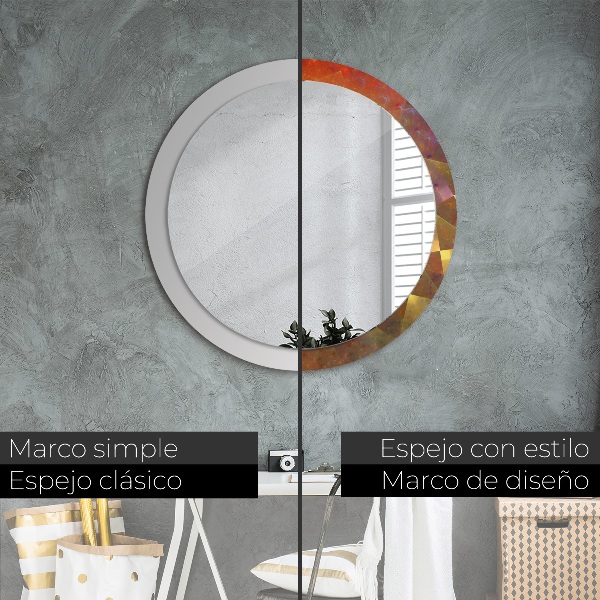 Miroir rond cadre avec impression Abstraction en spirale