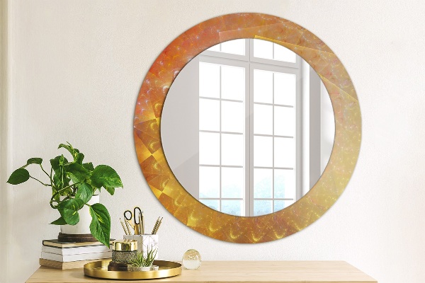 Miroir rond cadre avec impression Abstraction en spirale
