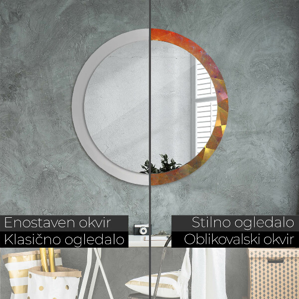 Miroir rond cadre avec impression Abstraction en spirale