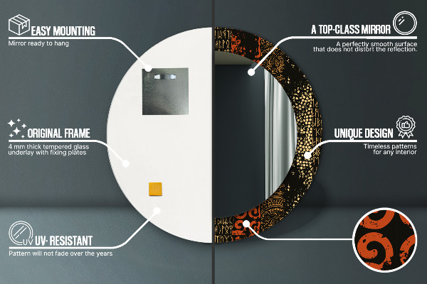 Miroir rond cadre avec impression Modèle abstrait grunge