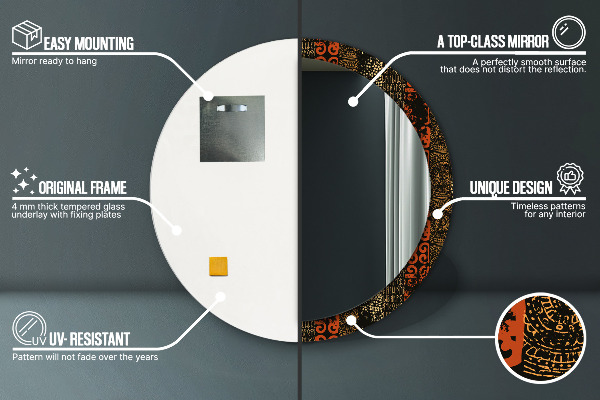 Miroir rond cadre avec impression Modèle abstrait grunge