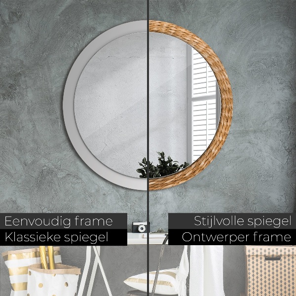 Miroir rond cadre avec impression Texture de roseau