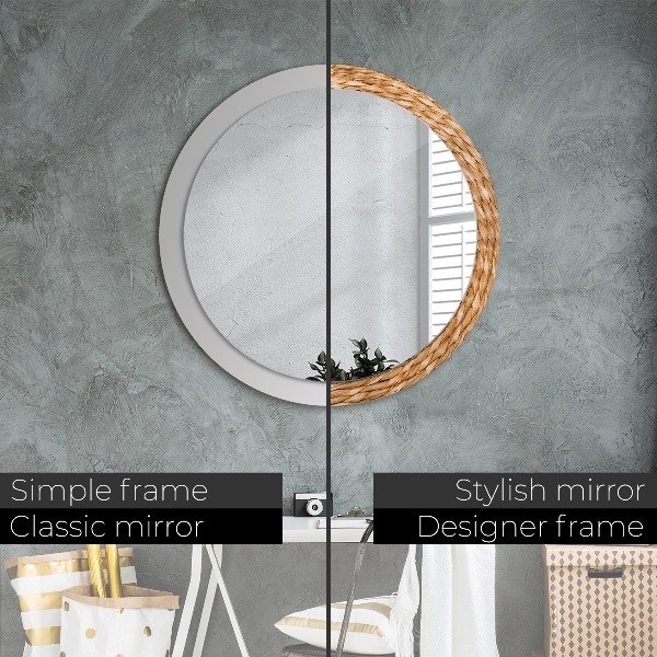 Miroir rond cadre avec impression Texture de roseau