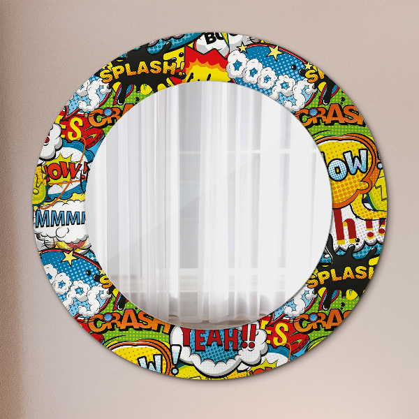 Miroir rond cadre avec impression Modèle de style comique