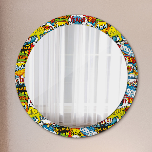 Miroir rond cadre avec impression Modèle de style comique