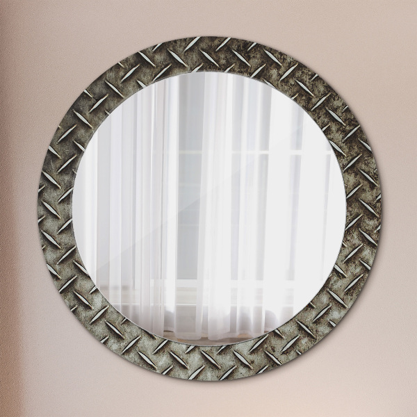 Miroir rond cadre avec impression Texture en acier