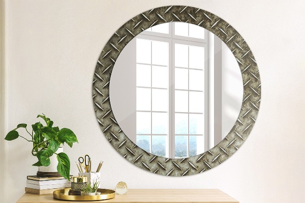 Miroir rond cadre avec impression Texture en acier