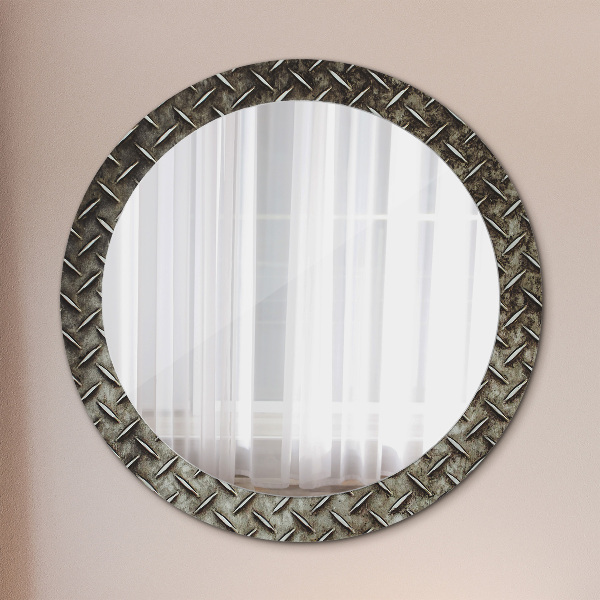 Miroir rond cadre avec impression Texture en acier