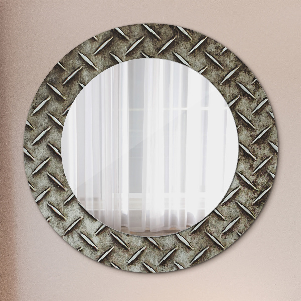 Miroir rond cadre avec impression Texture en acier