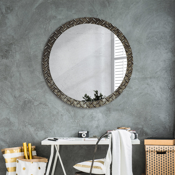 Miroir rond cadre avec impression Texture en acier