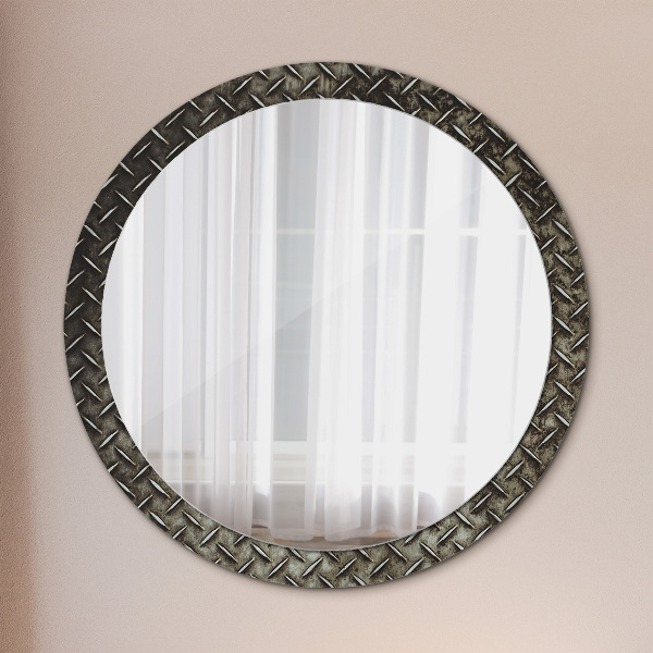 Miroir rond cadre avec impression Texture en acier