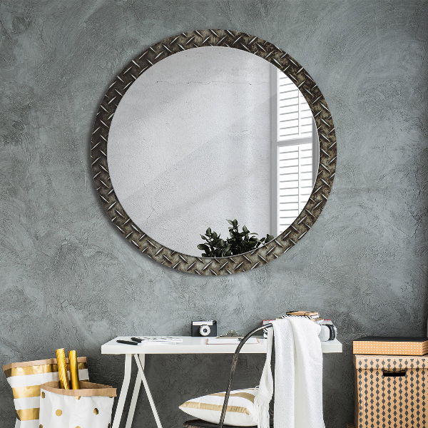 Miroir rond cadre avec impression Texture en acier