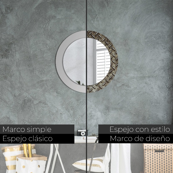 Miroir rond cadre avec impression Texture en acier