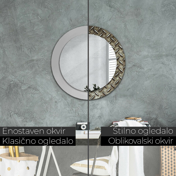 Miroir rond cadre avec impression Texture en acier