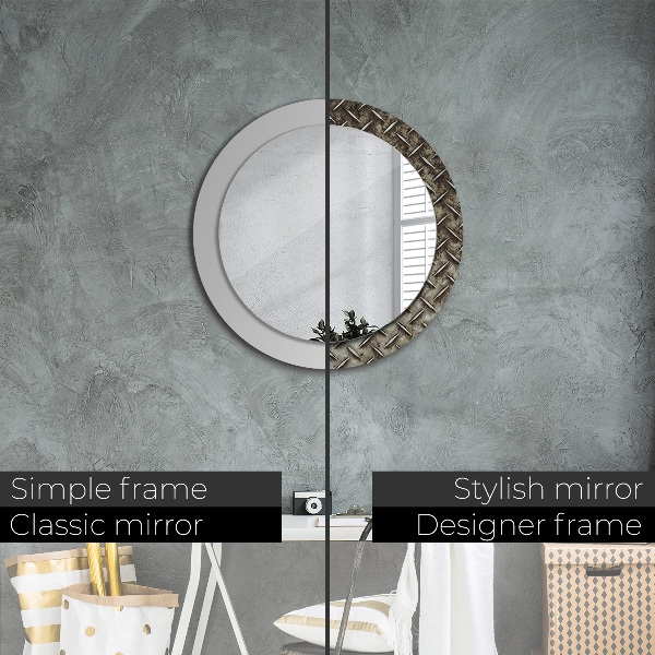 Miroir rond cadre avec impression Texture en acier