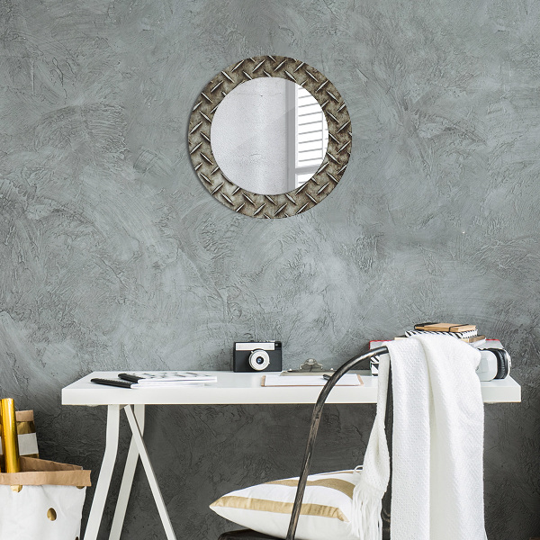 Miroir rond cadre avec impression Texture en acier
