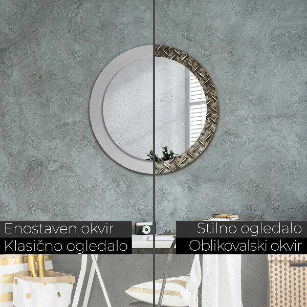 Miroir rond cadre avec impression Texture en acier