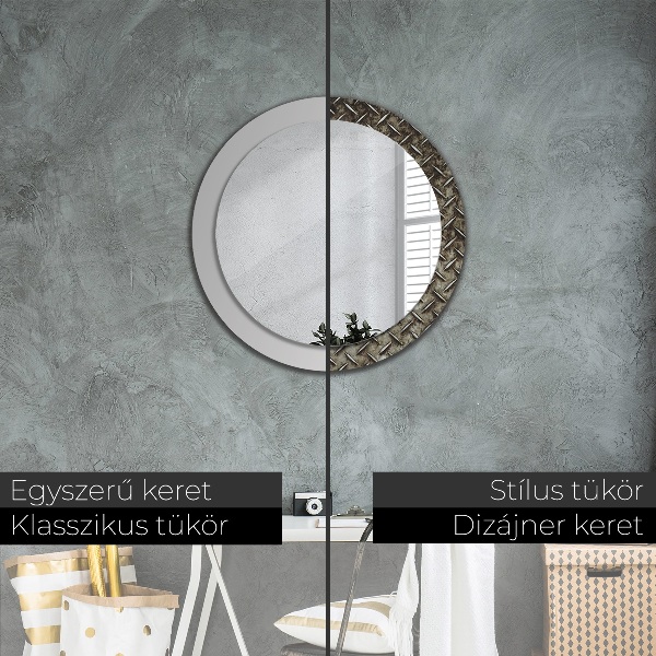 Miroir rond cadre avec impression Texture en acier