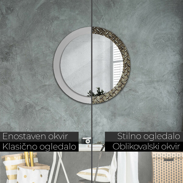 Miroir rond cadre avec impression Texture en acier