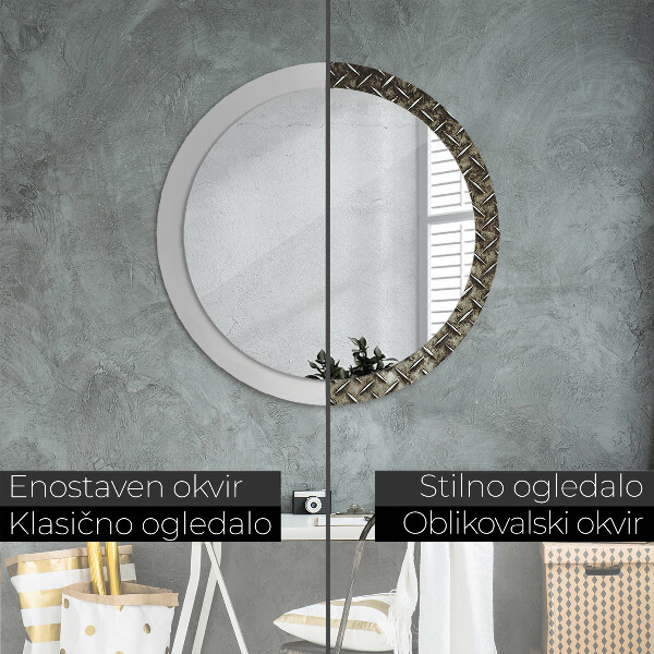 Miroir rond cadre avec impression Texture en acier