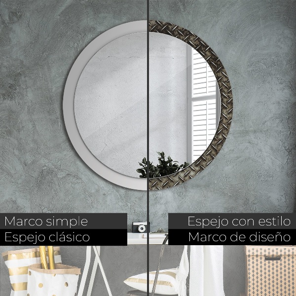 Miroir rond cadre avec impression Texture en acier