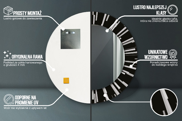 Miroir rond cadre avec impression Composition radiale