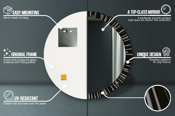 Miroir rond cadre avec impression Composition radiale