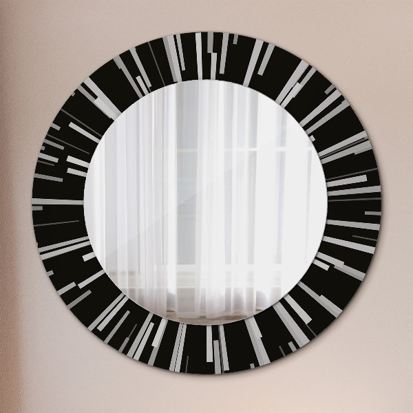 Miroir rond cadre avec impression Composition radiale
