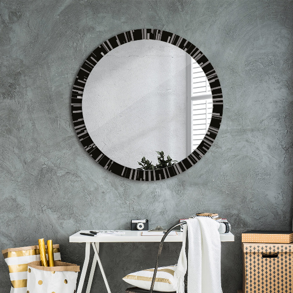 Miroir rond cadre avec impression Composition radiale