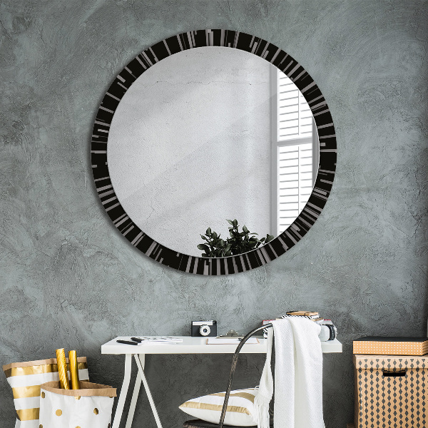 Miroir rond cadre avec impression Composition radiale