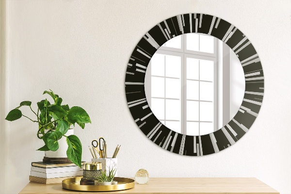 Miroir rond cadre avec impression Composition radiale