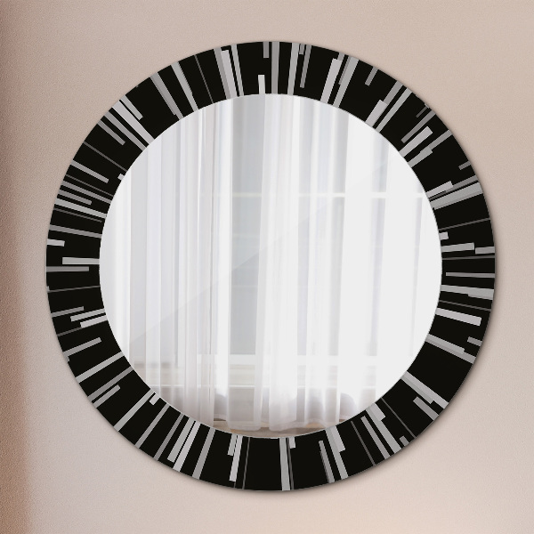 Miroir rond cadre avec impression Composition radiale
