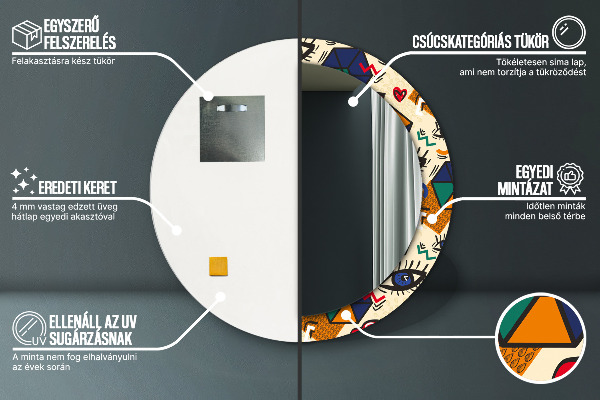 Miroir rond cadre avec impression Style pop art