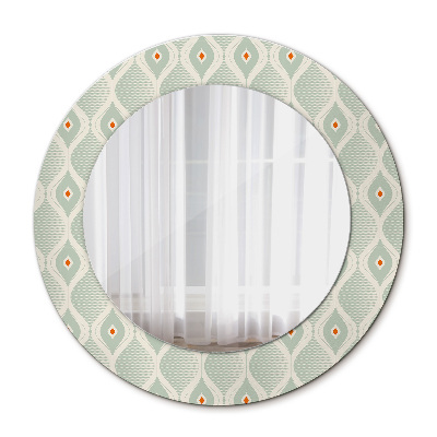 Miroir rond cadre avec impression Motif vintage léger