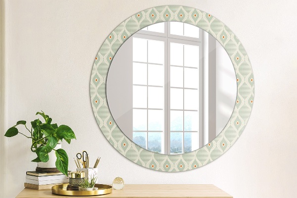 Miroir rond cadre avec impression Motif vintage léger