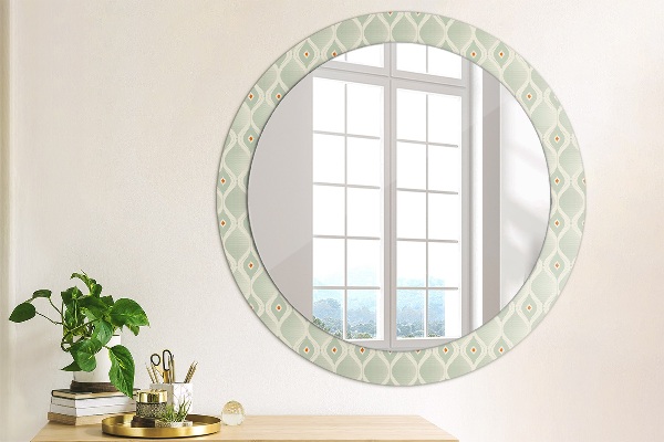 Miroir rond cadre avec impression Motif vintage léger