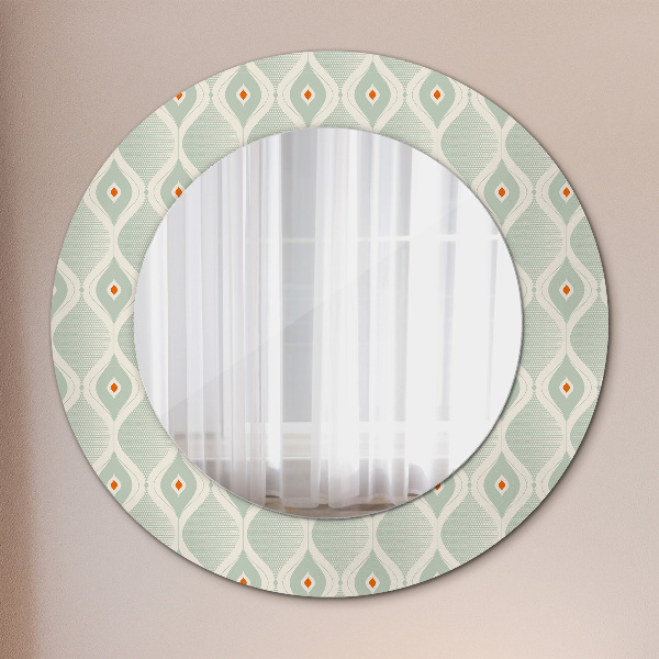 Miroir rond cadre avec impression Motif vintage léger