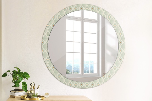Miroir rond cadre avec impression Motif vintage léger