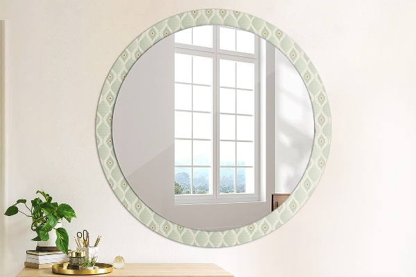 Miroir rond cadre avec impression Motif vintage léger