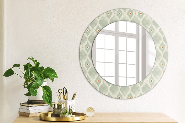 Miroir rond cadre avec impression Motif vintage léger