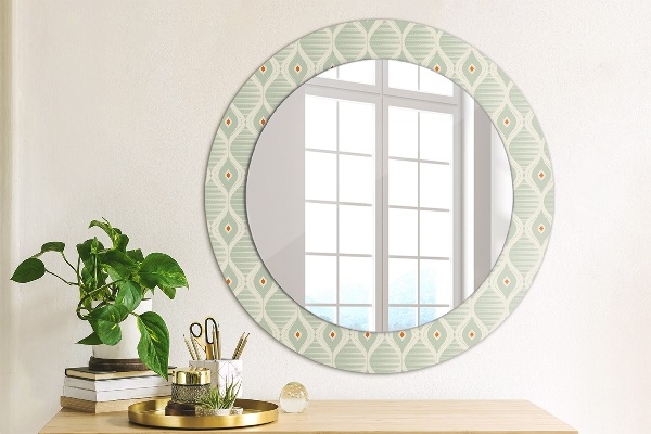 Miroir rond cadre avec impression Motif vintage léger