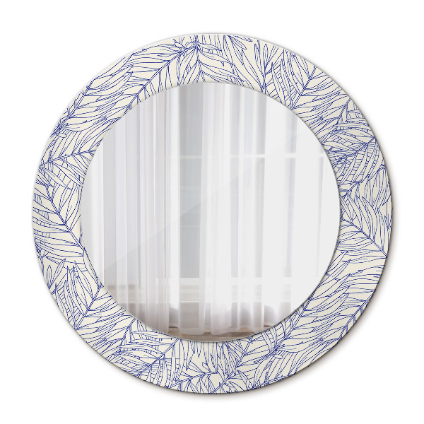 Miroir rond cadre avec impression Palm countur tropical