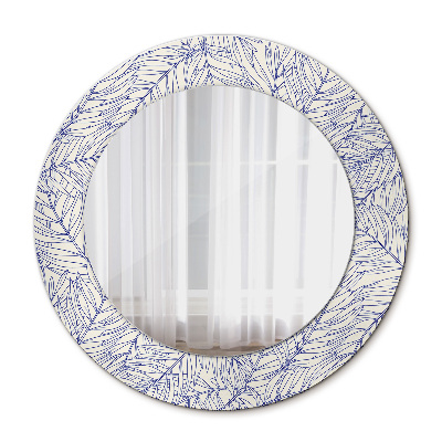 Miroir rond cadre avec impression Palm countur tropical