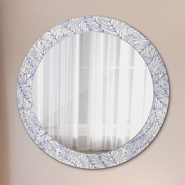 Miroir rond cadre avec impression Palm countur tropical