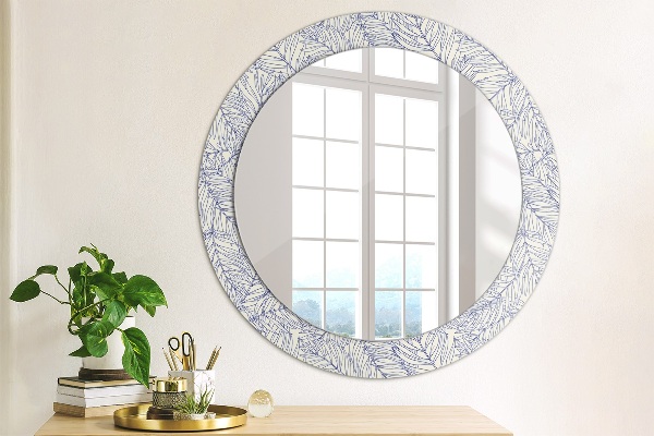 Miroir rond cadre avec impression Palm countur tropical