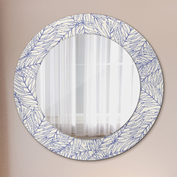 Miroir rond cadre avec impression Palm countur tropical