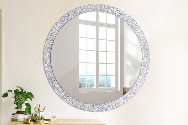 Miroir rond cadre avec impression Palm countur tropical