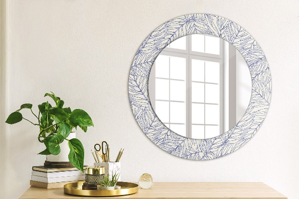 Miroir rond cadre avec impression Palm countur tropical